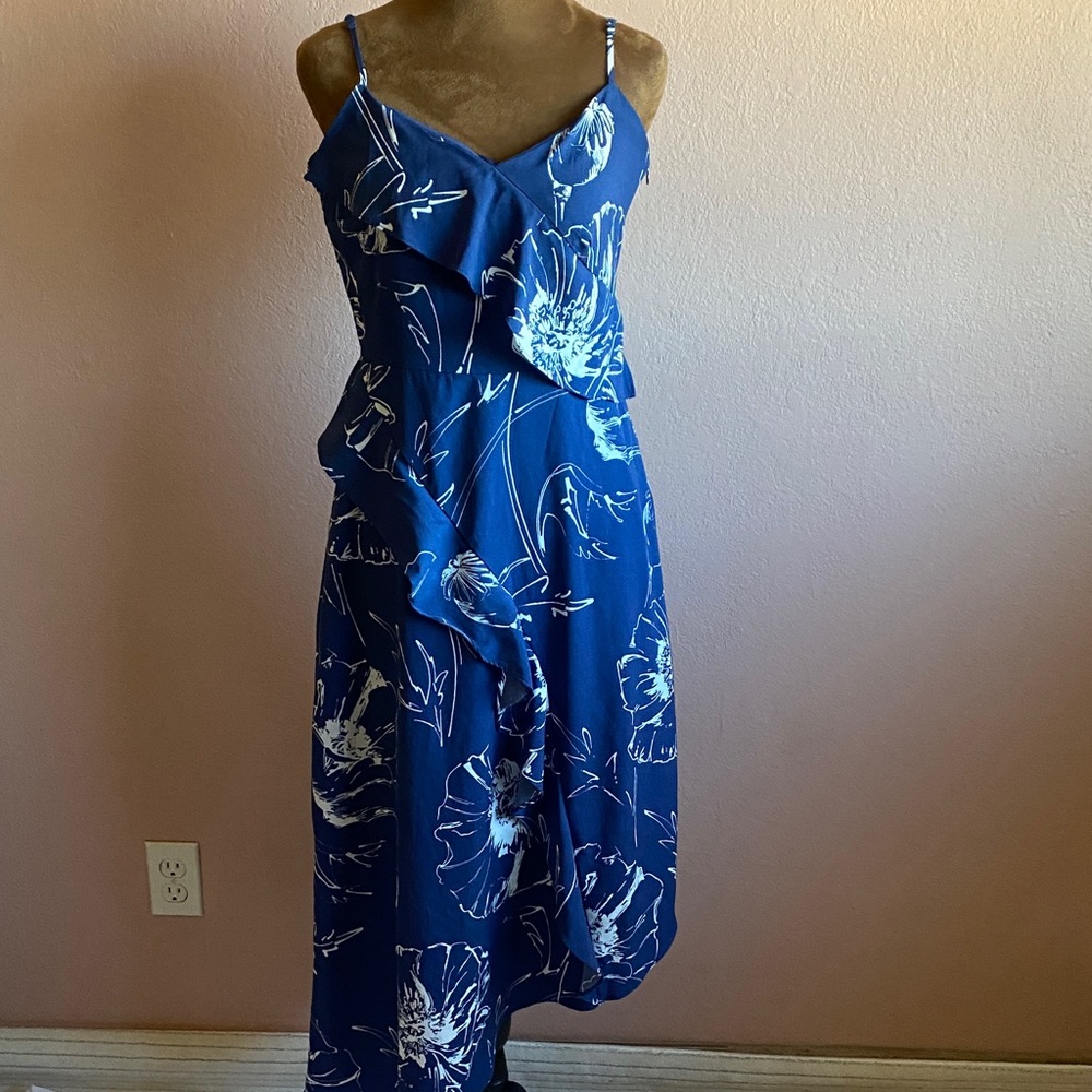BANANA REPUBLIC Asymmetrical Blue Floral Dress